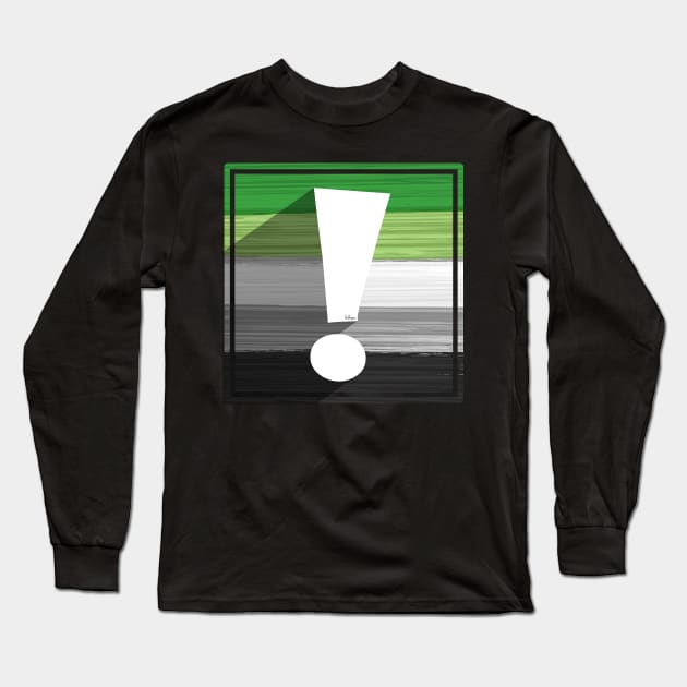 Aromantic Pride Flag Exclamation Point Long Sleeve T-Shirt by wheedesign
